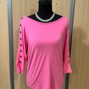 Elegant Pink Women's Blouse with Button Accents